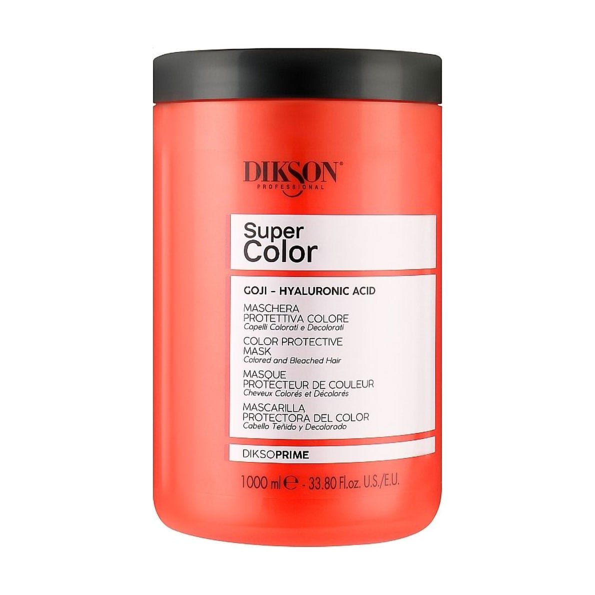 Маска Dikson DiksoPrime Super Color Mask для захисту кольору фарбованого та освітленого волосся, з ягодами годжі та гіалуроновою кислотою, 1 л